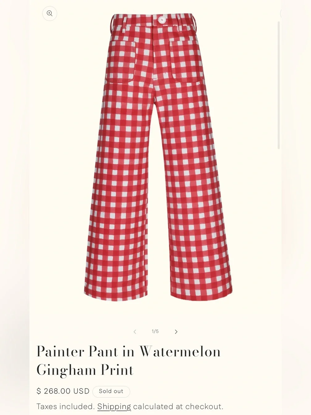 SZ Blockprints Disco Pants in Watermelon Pink Gingham Wide-Leg Casual Pants